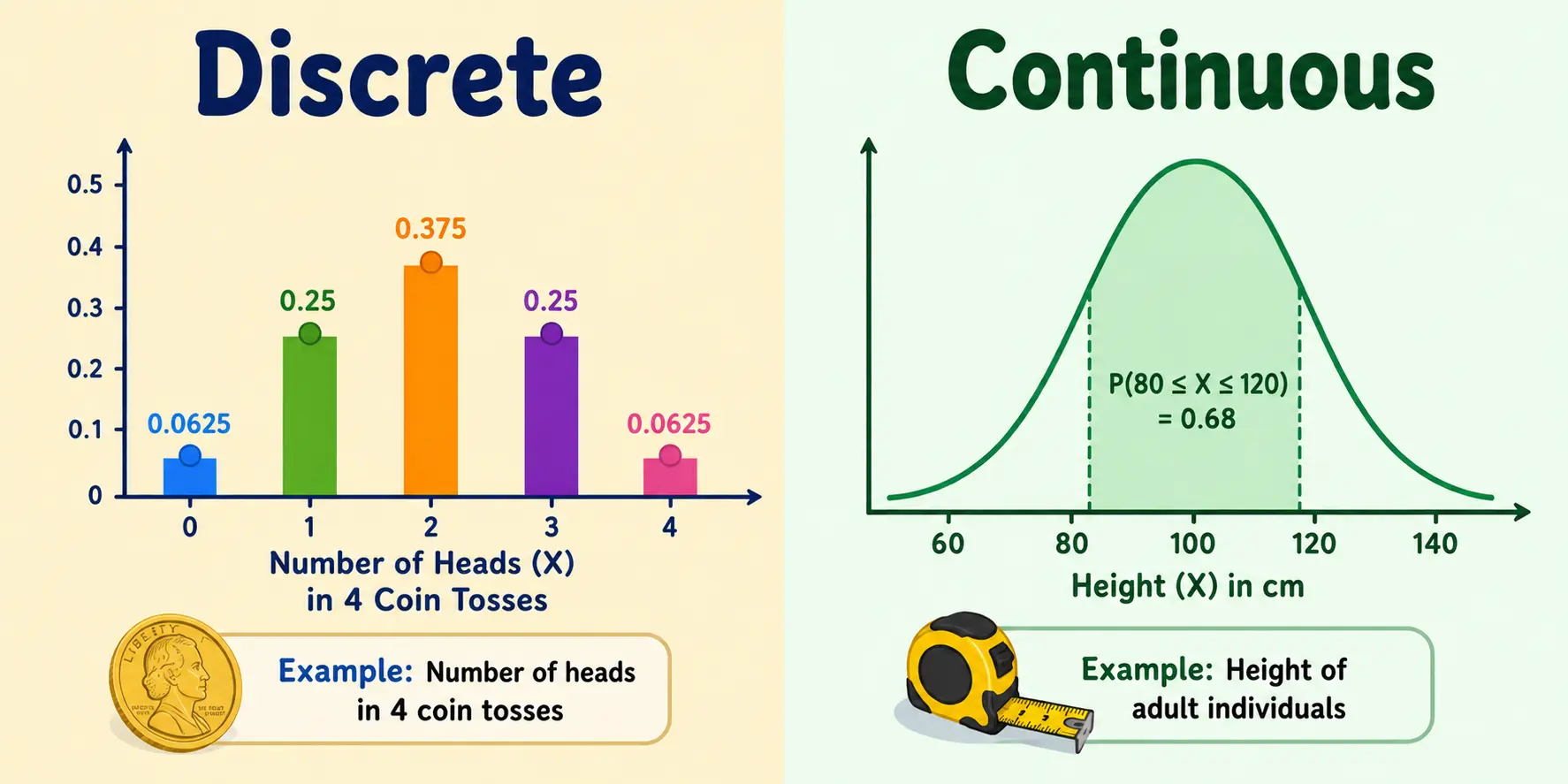 Discrete vs Continuous Random Variables